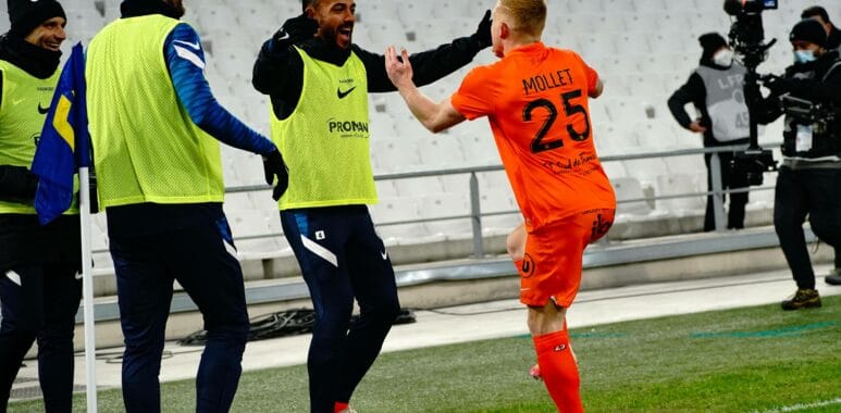 joie - Florent Mollet (Montpellier FC) - Vitorino Hilton (Montpellier FC) FOOTBALL : OM vs AS Montpellier - Ligue 1 Uber | AllezPaillade.com