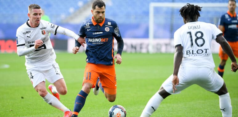 11 TEJI SAVANIER (MHSC) - 14 BENJAMIN BOURIGEAUD (REN) FOOTBALL : Montpellier vs Rennes - Ligue 1 Uber Eats - 21/02/2021 | AllezPaillade.com