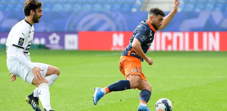 12 JORDAN FERRI (MHSC) - 08 CLEMENT GRENIER (REN) FOOTBALL : Montpellier vs Rennes - Ligue 1 Uber Eats - 21/02/2021 FEP/ | AllezPaillade.com