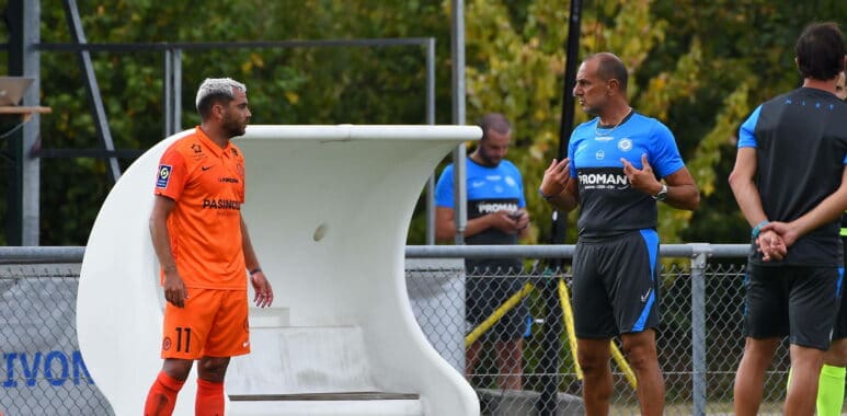 Teji Savanier et Michel Der Zakarian (montpellier) FOOTBALL : Racing Club de Strasbourg Alsace vs Montpellier Herault Cl | AllezPaillade.com