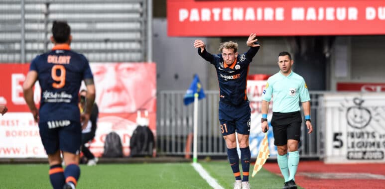 Nicolas Cozza ( 31 - Montpellier ) - DELORT Andy ( 9 - Montpellier ) - FOOTBALL : Brest vs Montpellier - Ligue 1 - Brest | AllezPaillade.com