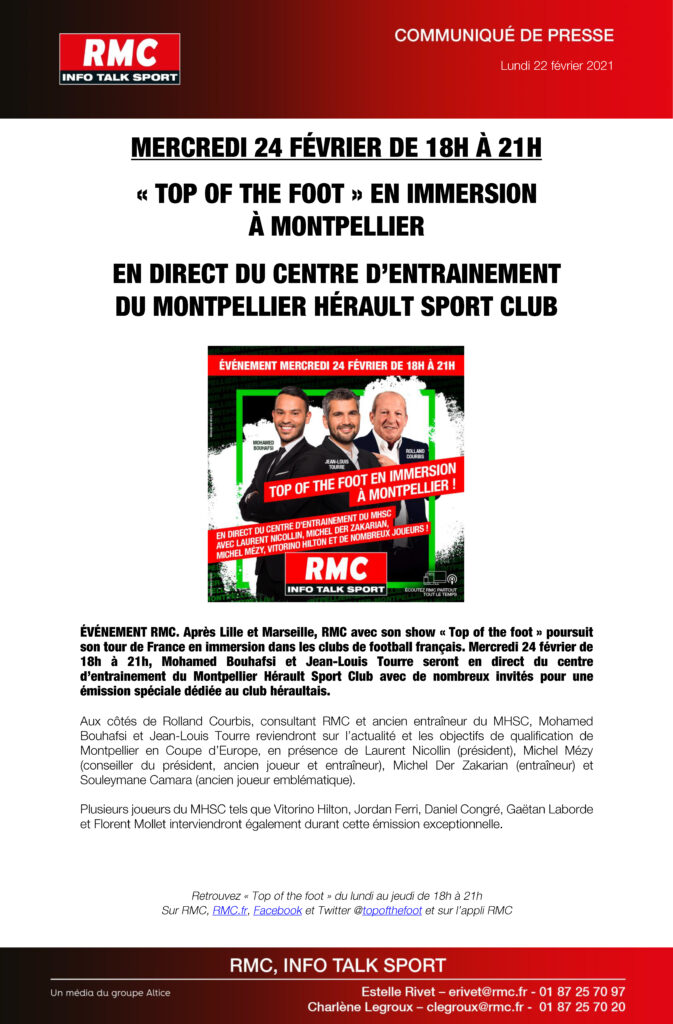 CP RMC - TOP OF THE FOOT EN IMMERSION À MONTPELLIER CE MERCREDI DÈS 18H | AllezPaillade.com