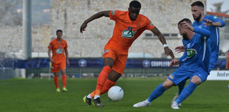 Stephy Mavididi (montpellier) FOOTBALL : Olympique Ales en Cevennes vs Montpellier Herault Club - 16e de finale - Coupe | AllezPaillade.com