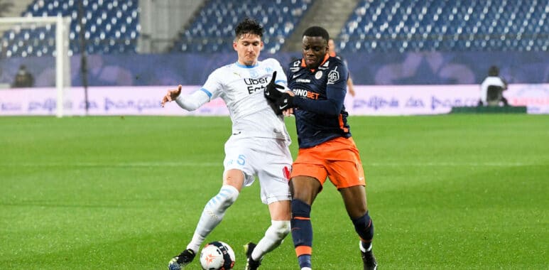 05 LEONARDO JULIAN BALERDI ROSA (OM) - 19 STEPHY ALVARO MAVIDIDI (MHSC) FOOTBALL : Montpellier vs Marseille - Ligue 1 U | AllezPaillade.com