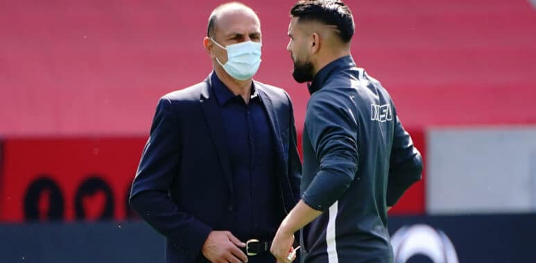 Andy Delort (Montpellier FC) - Michel Der Zakarian (Entraineur de Montpellier FC) FOOTBALL : OGC Nice vs Montpellier - L | AllezPaillade.com