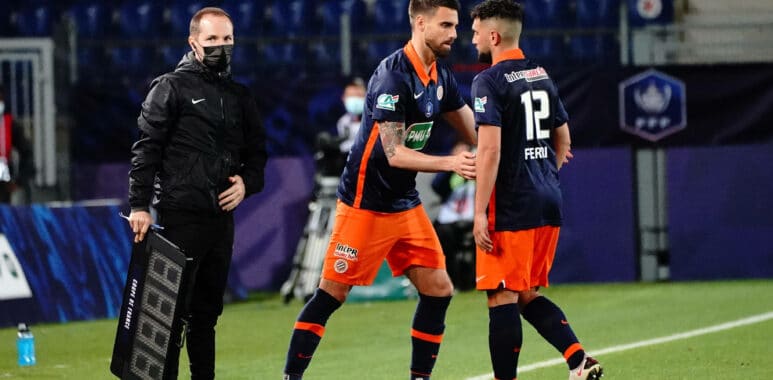 Damien Le Tallec (Montpellier FC) - Jordan Ferri (Montpellier FC) FOOTBALL : Montpellier vs PSG - Coupe de France - Demi | AllezPaillade.com