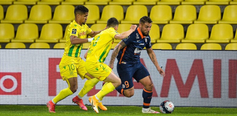 DELORT Andy ( 9 - Montpellier ) - Sebastien CORCHIA ( 24 - Nantes ) - Ludovic BLAS ( 10 - Nantes ) - FOOTBALL : Nantes v | AllezPaillade.com