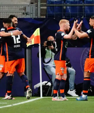 Joie - Gaetan Laborde (Montpellier FC) - Jordan Ferri (Montpellier FC) - Florent Mollet (Montpellier FC) - Andy Delort ( | AllezPaillade.com