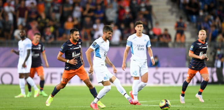 14 LUAN PERES (OM) - 10 GAETAN LABORDE (MHSC) FOOTBALL : Montpellier vs Marseille - Ligue 1 Uber Eats - 08/08/2021 FEP/ | AllezPaillade.com