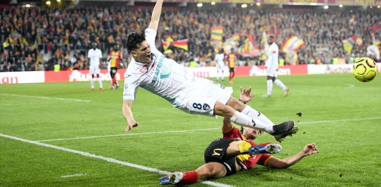 08 ZINEDINE FERHAT HAC FAUTE CHUTE FOOTBALL Lens vs Le Havre Dominos Ligue 2 01 04 2019 | AllezPaillade.com