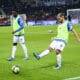 Echauffement des joueurs de Montpellier Teji Savanier (MHSC) FOOTBALL : PSG vs MHSC - Ligue 1 Uber Eats - 25/09/2021 JBA | AllezPaillade.com