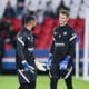 Echauffement des joueurs de Montpellier Dimitry Bertaud (MHSC) / Jonas Omlin (MHSC) FOOTBALL : PSG vs MHSC - Ligue 1 Ube | AllezPaillade.com