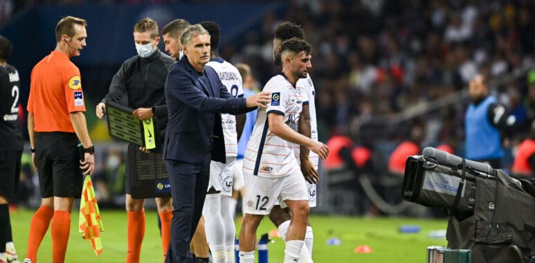 remplacement de Jordan Ferri (MHSC) Olivier Dal Oglio - entraineur (MHSC) FOOTBALL : PSG vs MHSC - Ligue 1 Uber Eats - 2 | AllezPaillade.com
