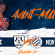 Promotional banner for a football match: Amiens SC vs Montpellier HSC on Friday, April 24 at 20:00 at Stade de la Mosson.