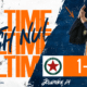 Fulltime banner: large orange 'FULLTIME' text with a player applauding on the right; final score 1-1 between Red Star FC and Montpellier H&eacute;rault SC, Ligue 2.