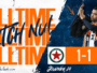 Fulltime banner: large orange 'FULLTIME' text with a player applauding on the right; final score 1-1 between Red Star FC and Montpellier H&eacute;rault SC, Ligue 2.