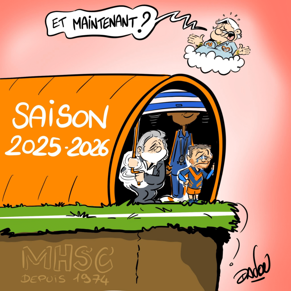 image | AllezPaillade.com Cartoon orange vehicle with passengers in a window and the text "Saison 2025-2026" on its side.