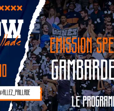 Promotional poster for a show: bold 'SHOW', orange accents, crowd photo, date 22 MAI 19H00, YouTube @ALLEZ_PAILLADE.