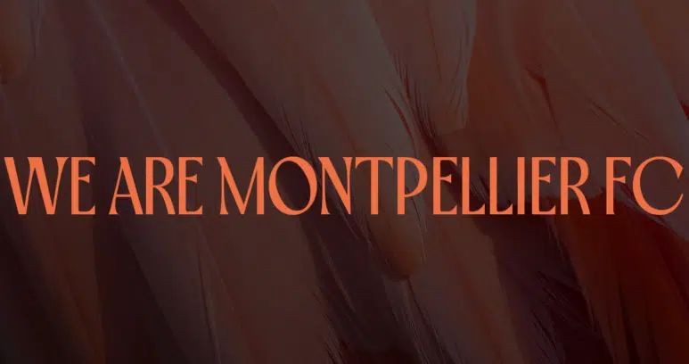 737384071_122120408631254256_2813679620022756204_n | AllezPaillade.com Banner with coral text 'WE ARE MONTPELLIER FC' over a dark red feathered background.