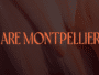 Banner with coral text 'WE ARE MONTPELLIER FC' over a dark red feathered background.