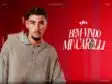 Portrait of Lucas Mincarelli Davin against a red background with a bold 'Bem-Vindo Mincarelli' welcome graphic on the right.