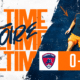 Final score 0-1: Montpellier HSC defeats Clermont Foot 63, with a bold 'FULL TIME' banner and a player on the right.