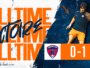 Final score 0-1: Montpellier HSC defeats Clermont Foot 63, with a bold 'FULL TIME' banner and a player on the right.