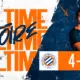 Full-time result: Montpellier H&eacute;rault SC 4, Rodez AF 2, with a player portrait on the right and team crests visible.