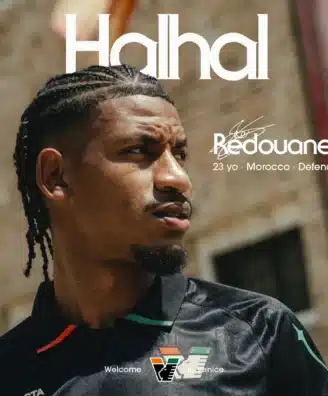 b2uf593oyuemmifd9y3r | AllezPaillade.com Portrait of a man with braided hair looking to the right on a city street; large 'Halal' text and branding overlay.