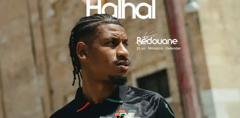 b2uf593oyuemmifd9y3r | AllezPaillade.com Portrait of a man with braided hair looking to the right on a city street; large 'Halal' text and branding overlay.