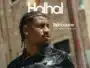Portrait of a man with braided hair looking to the right on a city street; large 'Halal' text and branding overlay.