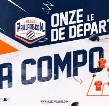 Promotional poster for a football match showing the starting lineup in orange jerseys and the words 'Avant Match'.