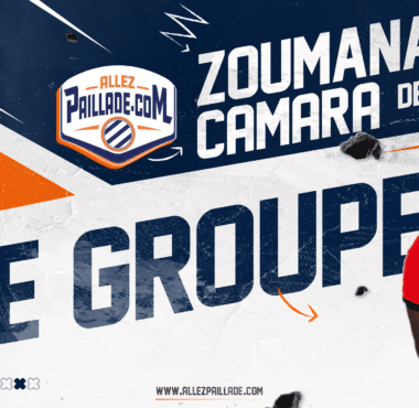 Promotional football banner featuring a man in a red jersey on the right, with 'Avant Match' and 'Le Groupe' graphics and the site URL.