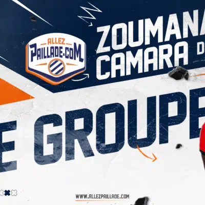Promotional football banner featuring a man in a red jersey on the right, with 'Avant Match' and 'Le Groupe' graphics and the site URL.