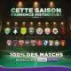 Promotional poster for Ligue 2 BKT announcing a historic season, displaying team crests and the line '100% des matchs en exclu sur beIN SPORTS' with date 'D&egrave;s le 8 ao&ucirc;t sur beIN SPORTS'