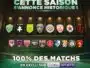 Promotional poster for Ligue 2 BKT announcing a historic season, displaying team crests and the line '100% des matchs en exclu sur beIN SPORTS' with date 'D&egrave;s le 8 ao&ucirc;t sur beIN SPORTS'