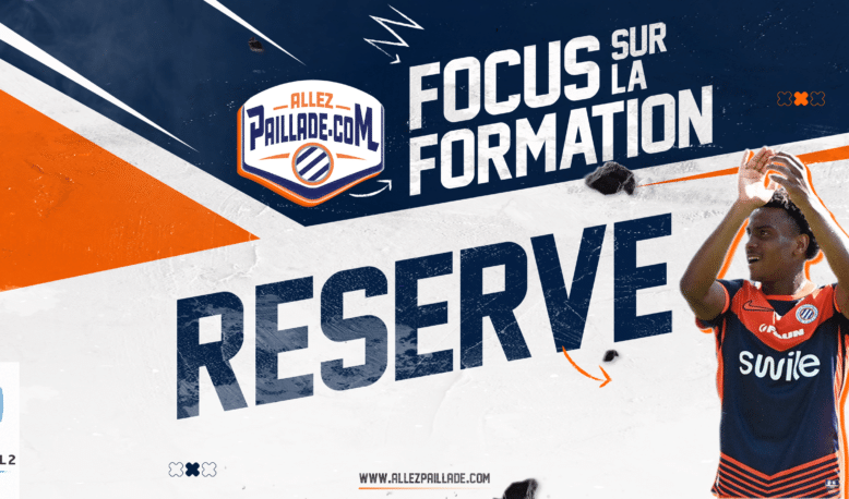 Promotional sports banner with a cheering player on the right, bold text 'FOCUS SUR LA FORMATION' and 'REGISTER' on a blue/orange background featuring the Allez Paillade logo.