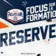 Promotional sports banner with a cheering player on the right, bold text 'FOCUS SUR LA FORMATION' and 'REGISTER' on a blue/orange background featuring the Allez Paillade logo.