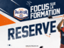 Promotional sports banner with a cheering player on the right, bold text 'FOCUS SUR LA FORMATION' and 'REGISTER' on a blue/orange background featuring the Allez Paillade logo.