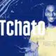 Smiling man in a pale yellow shirt against a blue marbled background, with large white text 'Tchato' and small 'ENZO' above it; a welcome message below.
