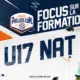 Promotional banner for Allez Paillade U17 national team training, showing a footballer in a white kit with bold &ldquo;FOCUS SUR LA FORMATION.&rdquo;