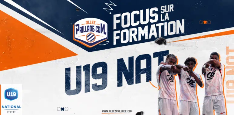 u19n-formation | AllezPaillade.com Promotional banner for U19 football training with three players in white uniforms and bold 'FOCUS SUR LA FORMATION' text.